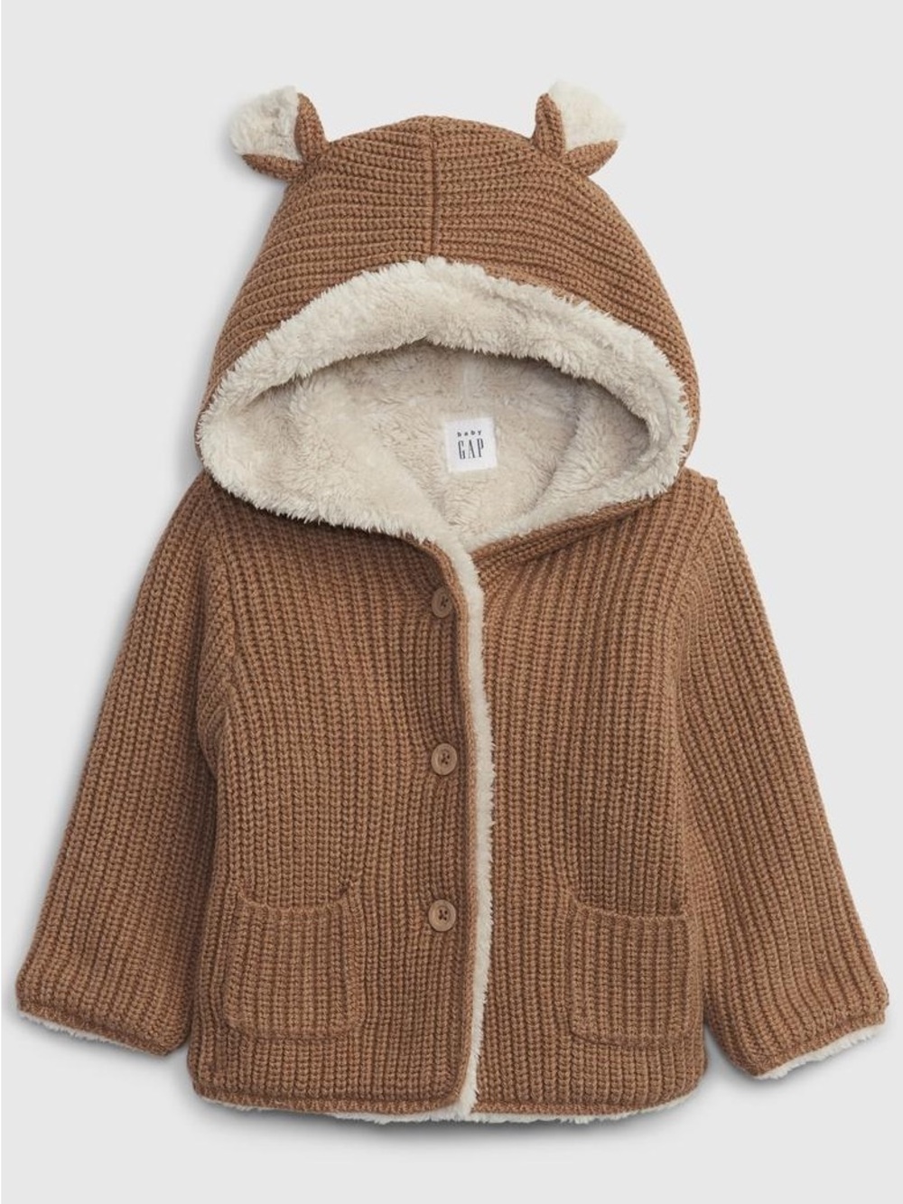 Baby Gap Sherpa-Lined Bear Knit Cardigan Sweater